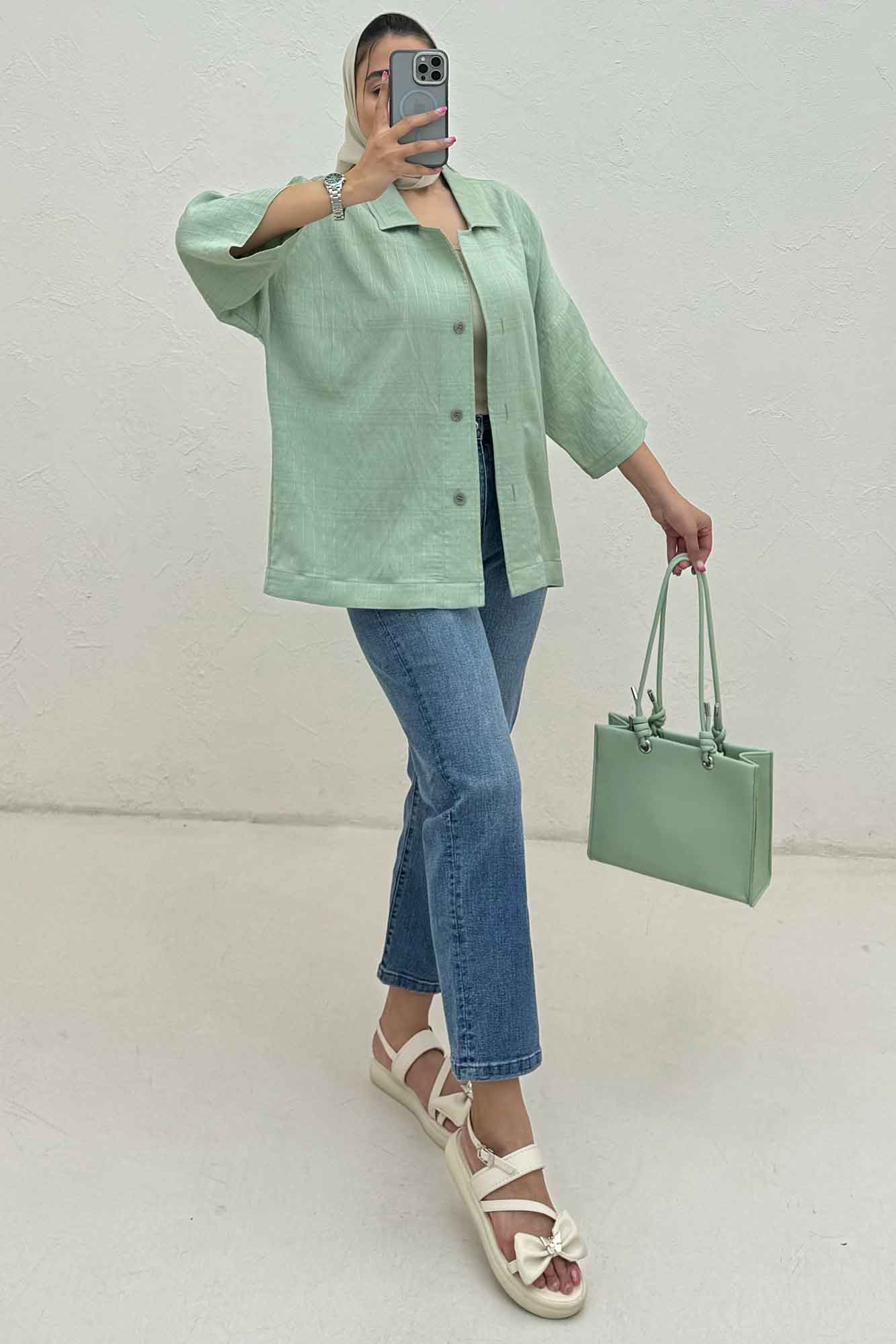 مانتو راه راه یقه شکاری لورنا