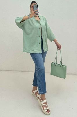 مانتو راه راه یقه شکاری لورنا