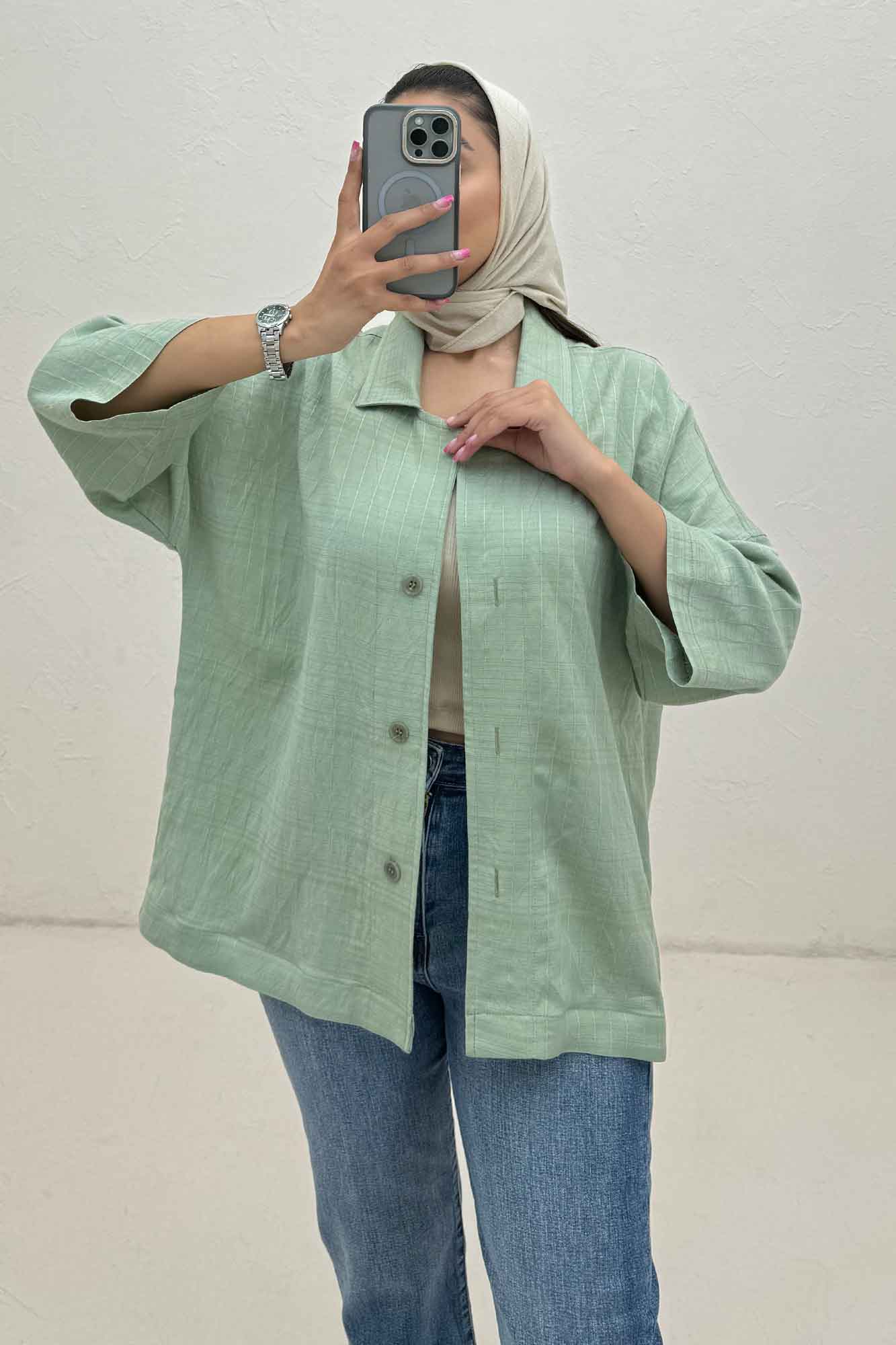 مانتو راه راه یقه شکاری لورنا