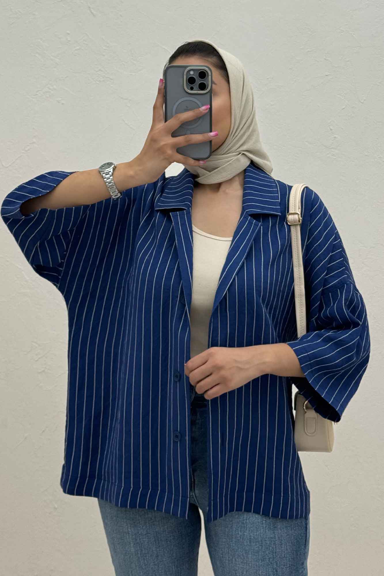 مانتو راه راه یقه شکاری لورنا