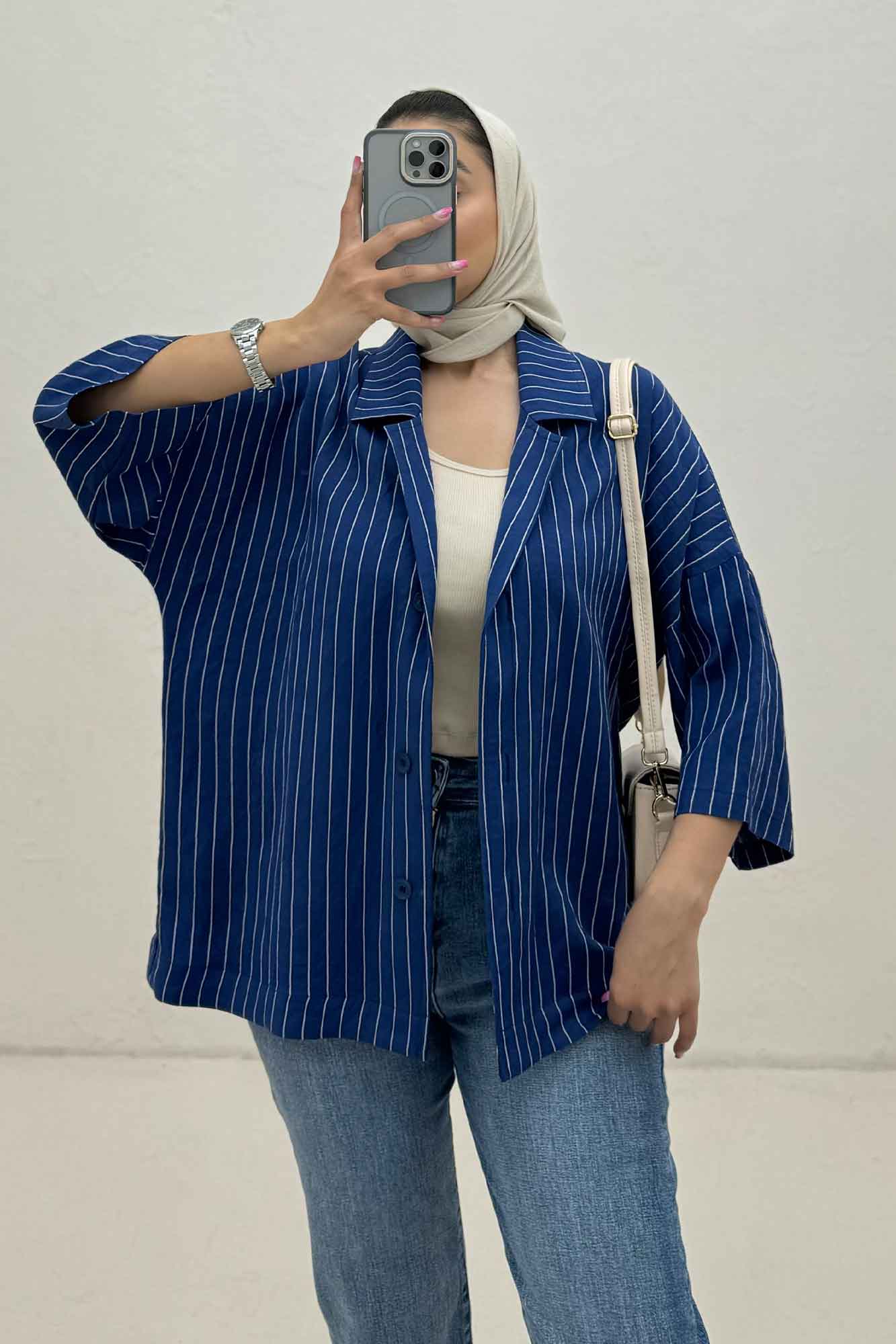 مانتو راه راه یقه شکاری لورنا