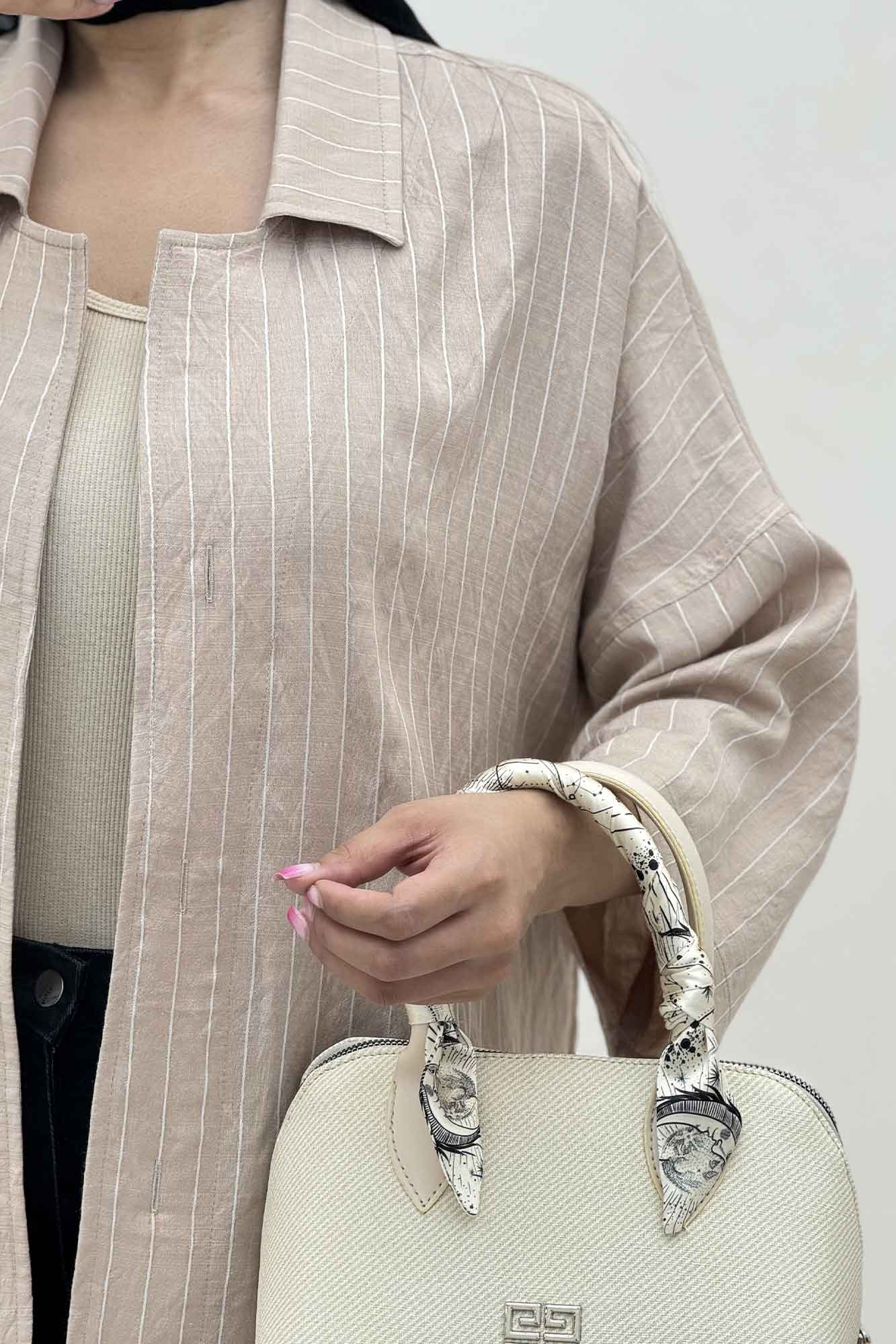 مانتو راه راه یقه شکاری لورنا