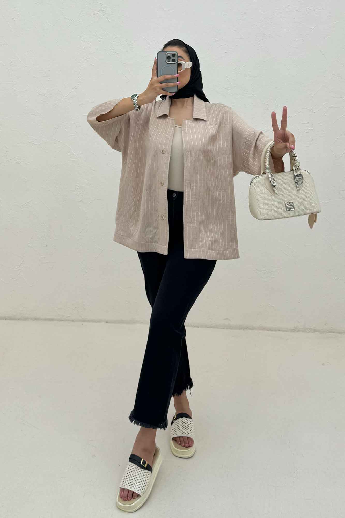 مانتو راه راه یقه شکاری لورنا