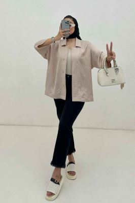 مانتو راه راه یقه شکاری لورنا