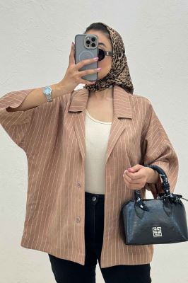 مانتو راه راه یقه شکاری لورنا