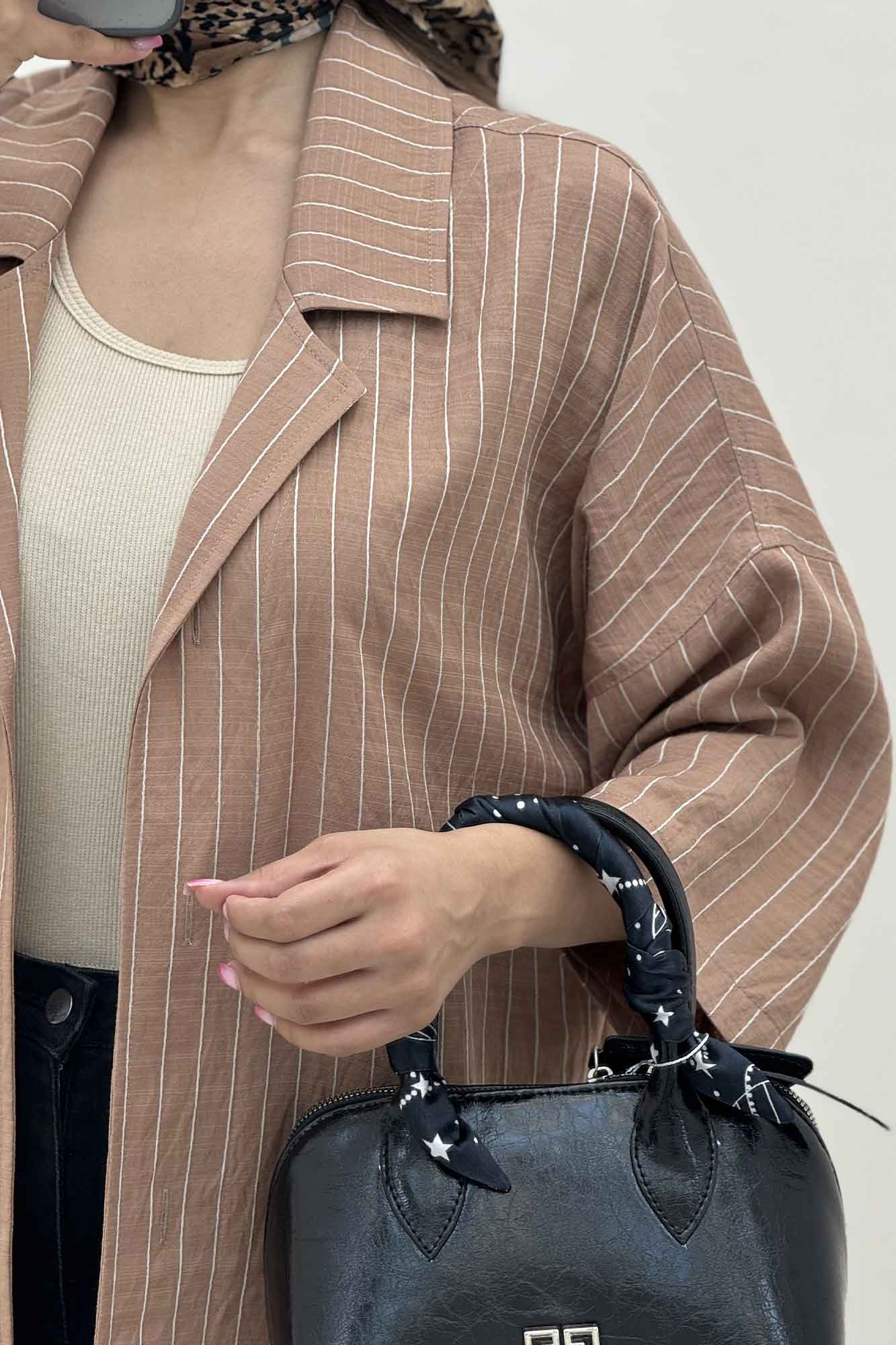 مانتو راه راه یقه شکاری لورنا