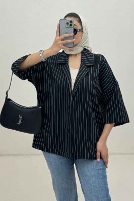 مانتو راه راه یقه شکاری لورنا