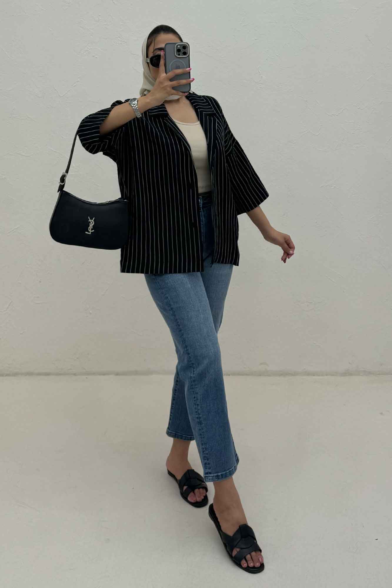 مانتو راه راه یقه شکاری لورنا