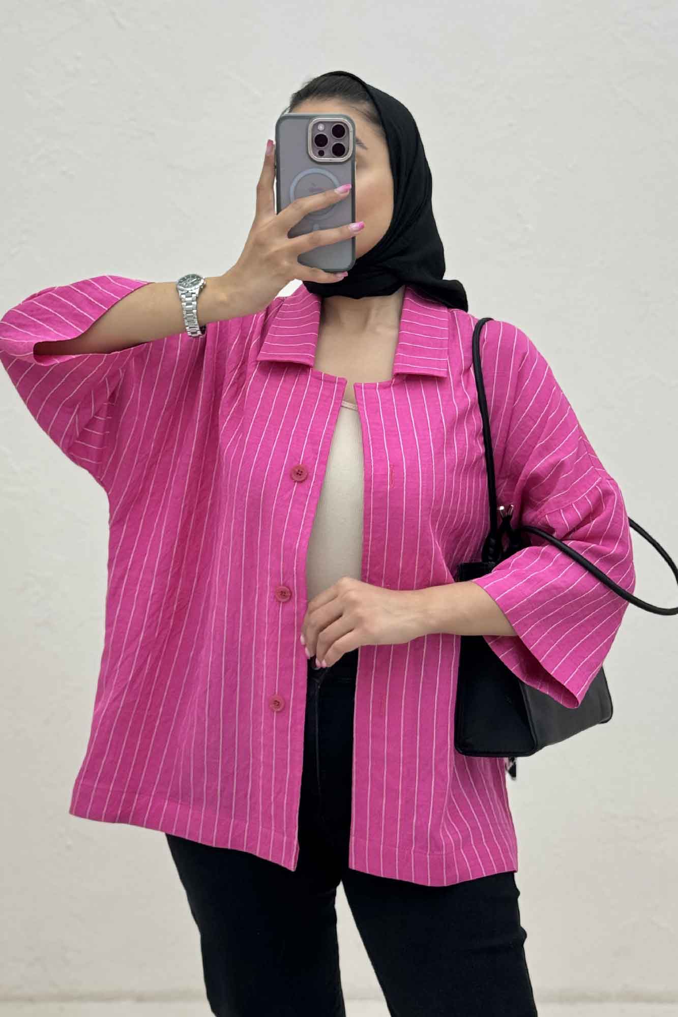 مانتو راه راه یقه شکاری لورنا