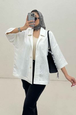 مانتو راه راه یقه شکاری لورنا