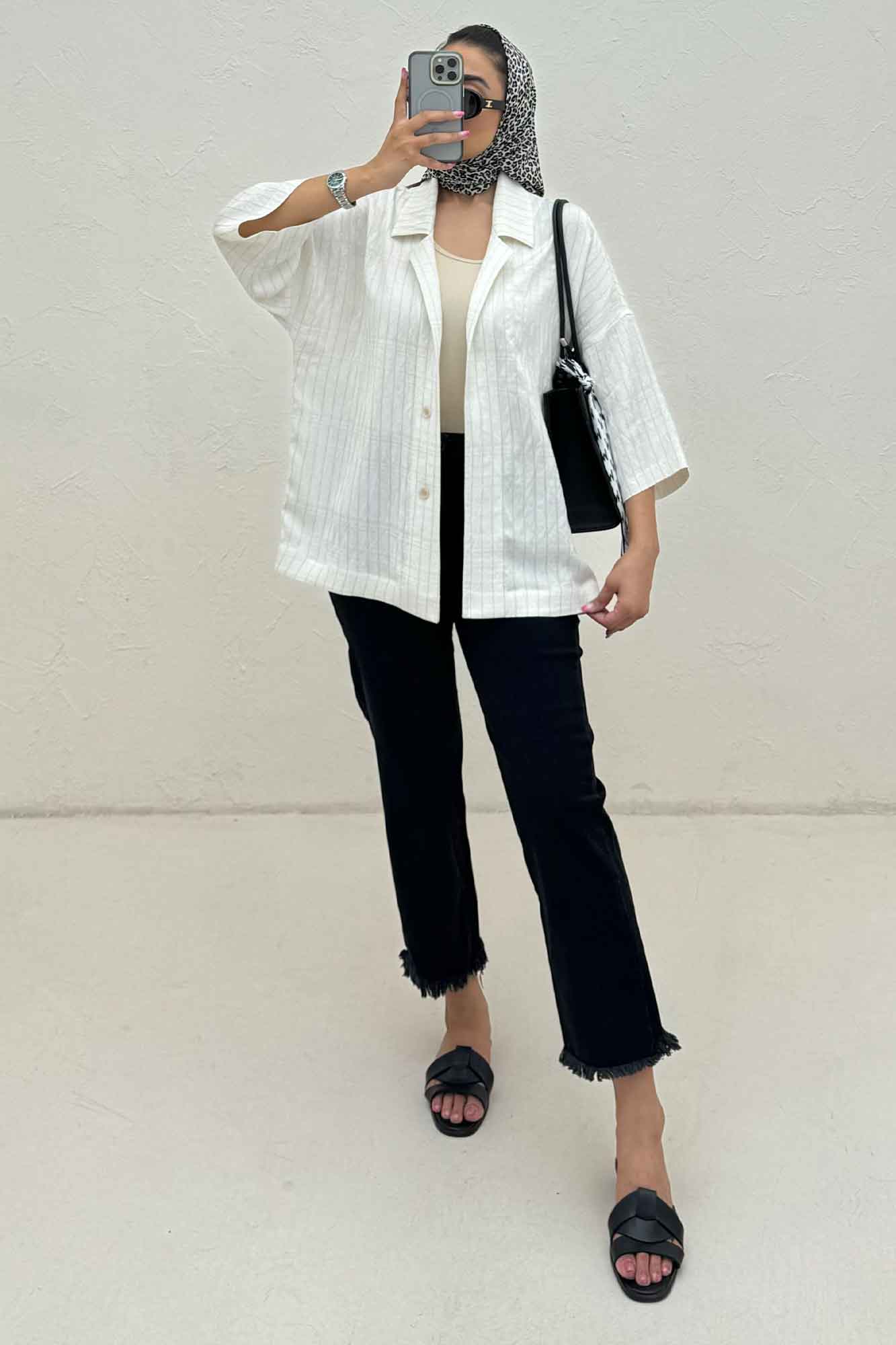 مانتو راه راه یقه شکاری لورنا