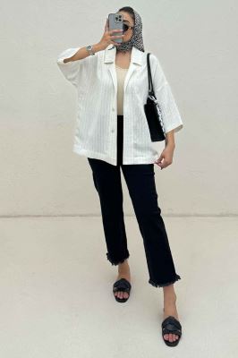 مانتو راه راه یقه شکاری لورنا