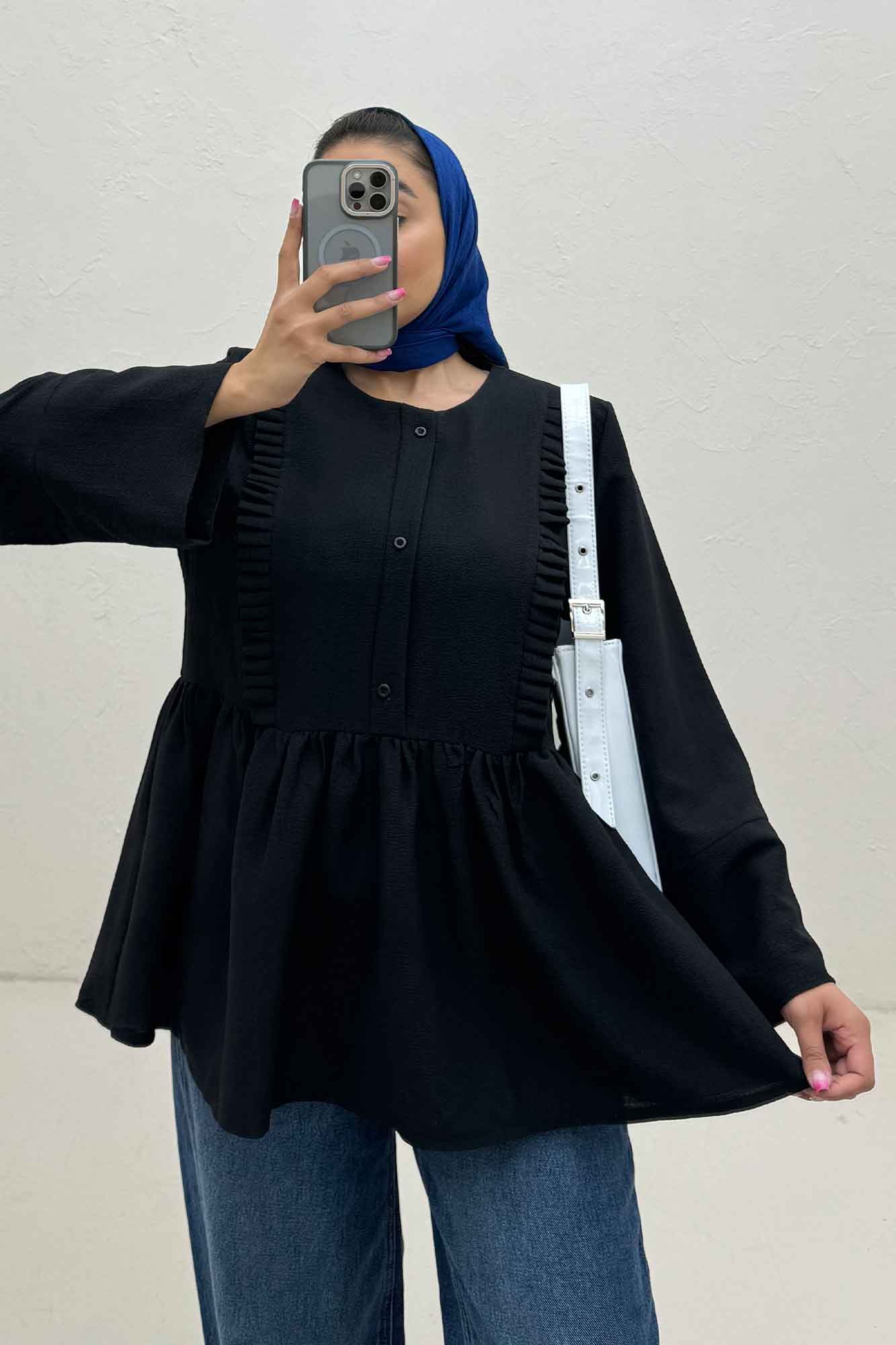 شومیز پفکی جلو بسته چین دار