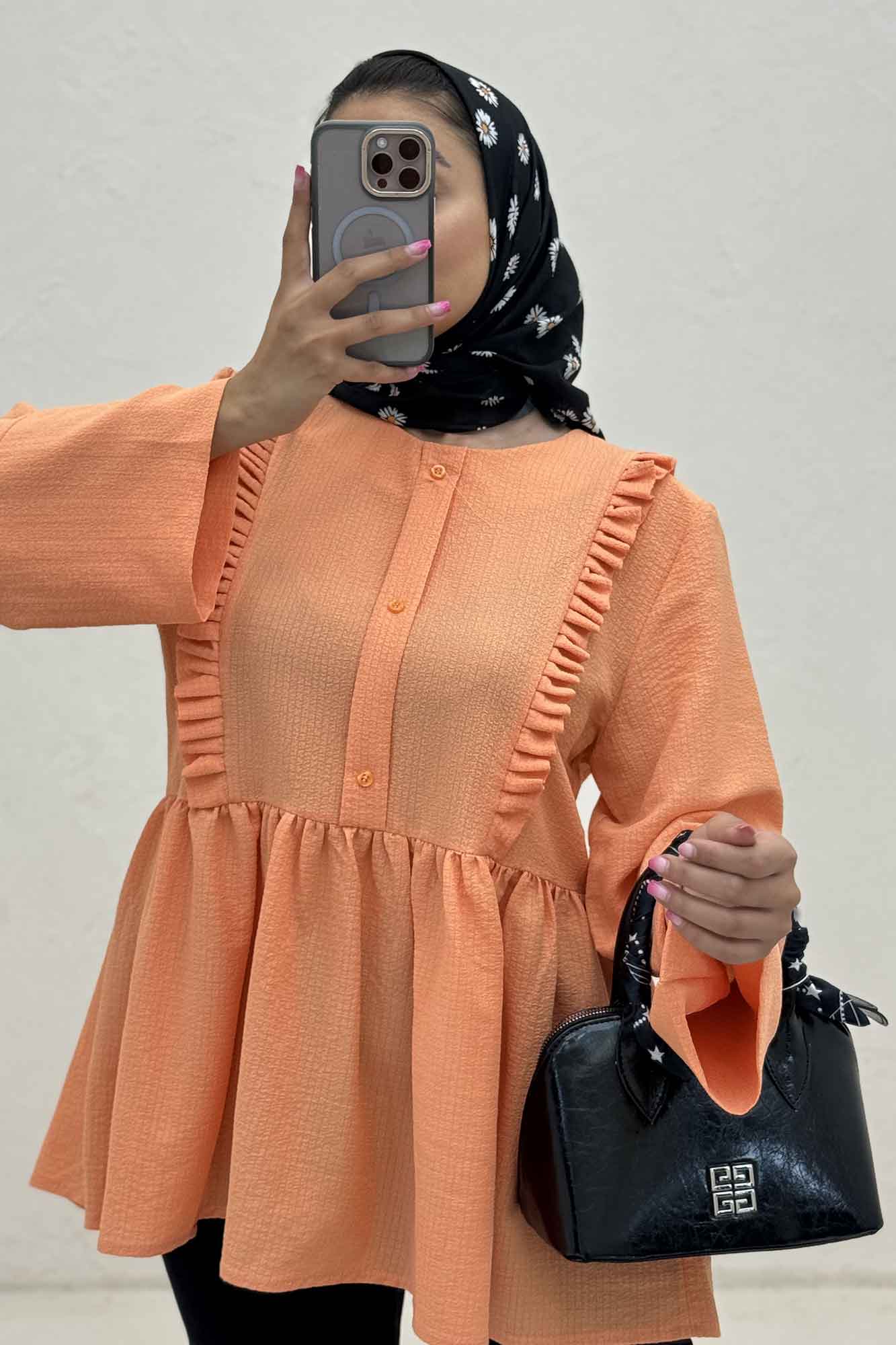 شومیز پفکی جلو بسته چین دار