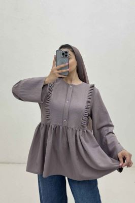 شومیز پفکی جلو بسته چین دار