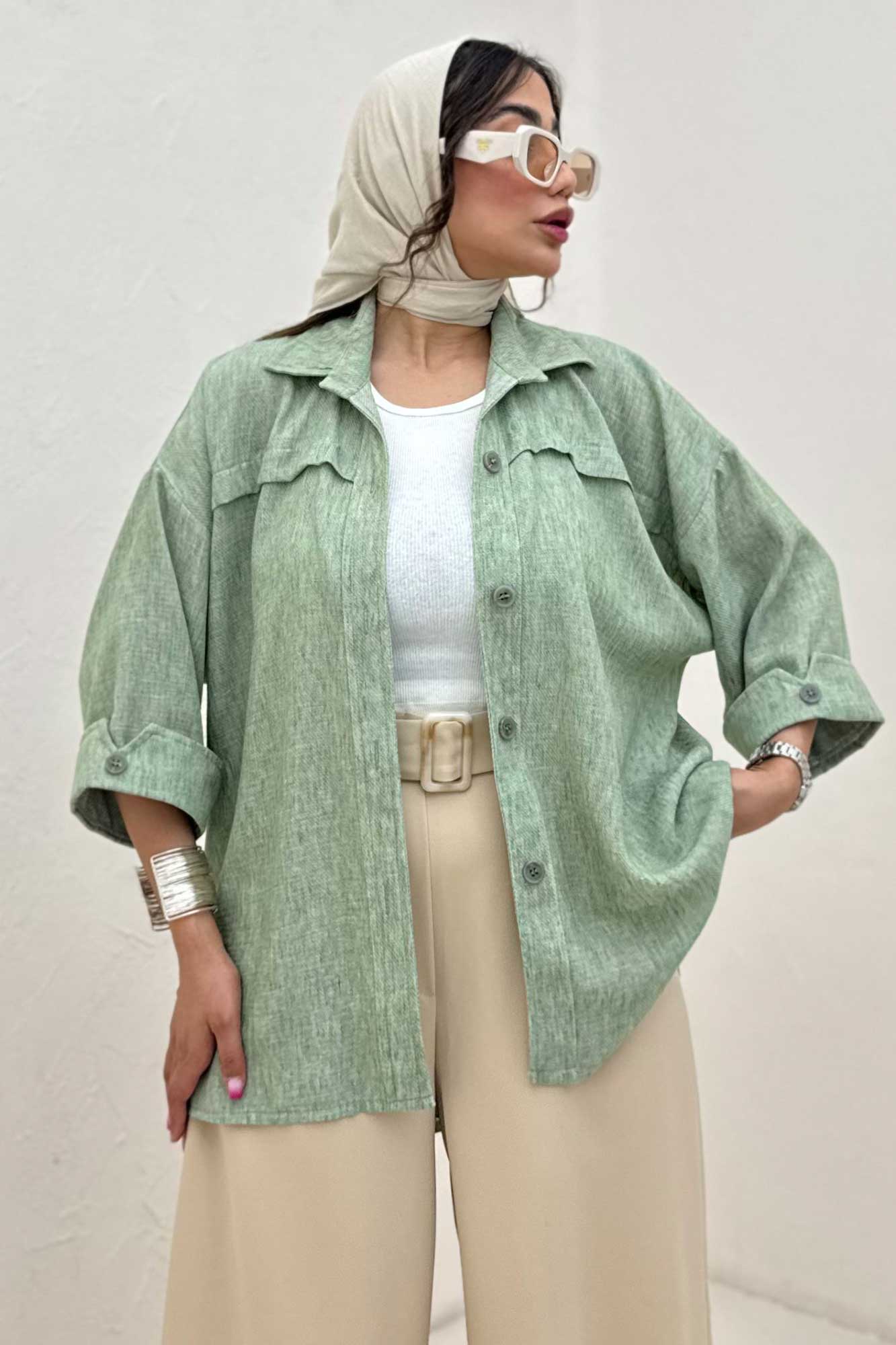 مانتو لینن زارا یراقدار مچ پاکتی