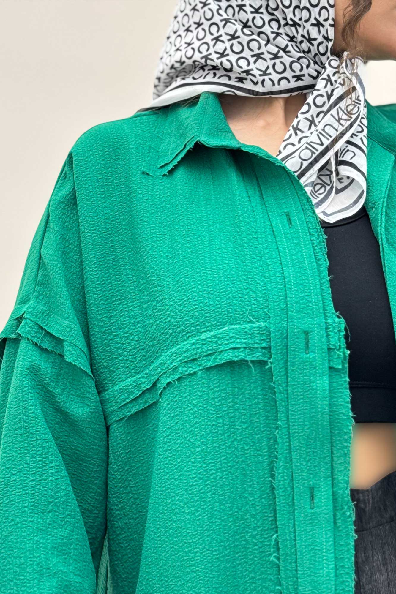 شومیز مانتویی پفکی لبه کات