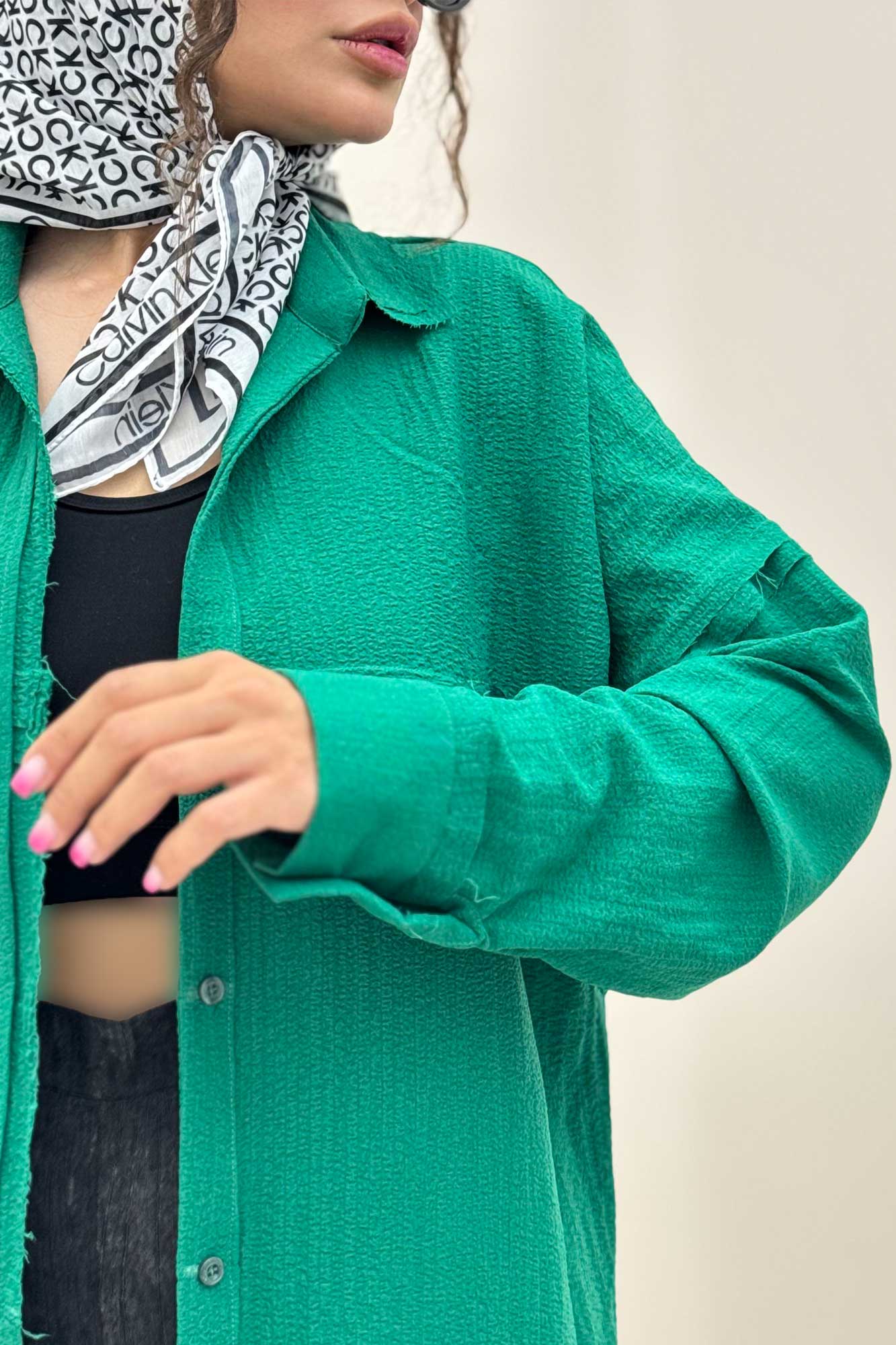 شومیز مانتویی پفکی لبه کات