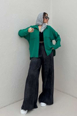 شومیز مانتویی پفکی لبه کات