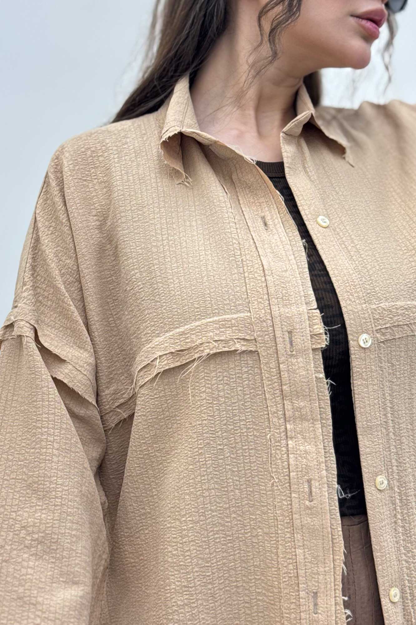 شومیز مانتویی پفکی لبه کات