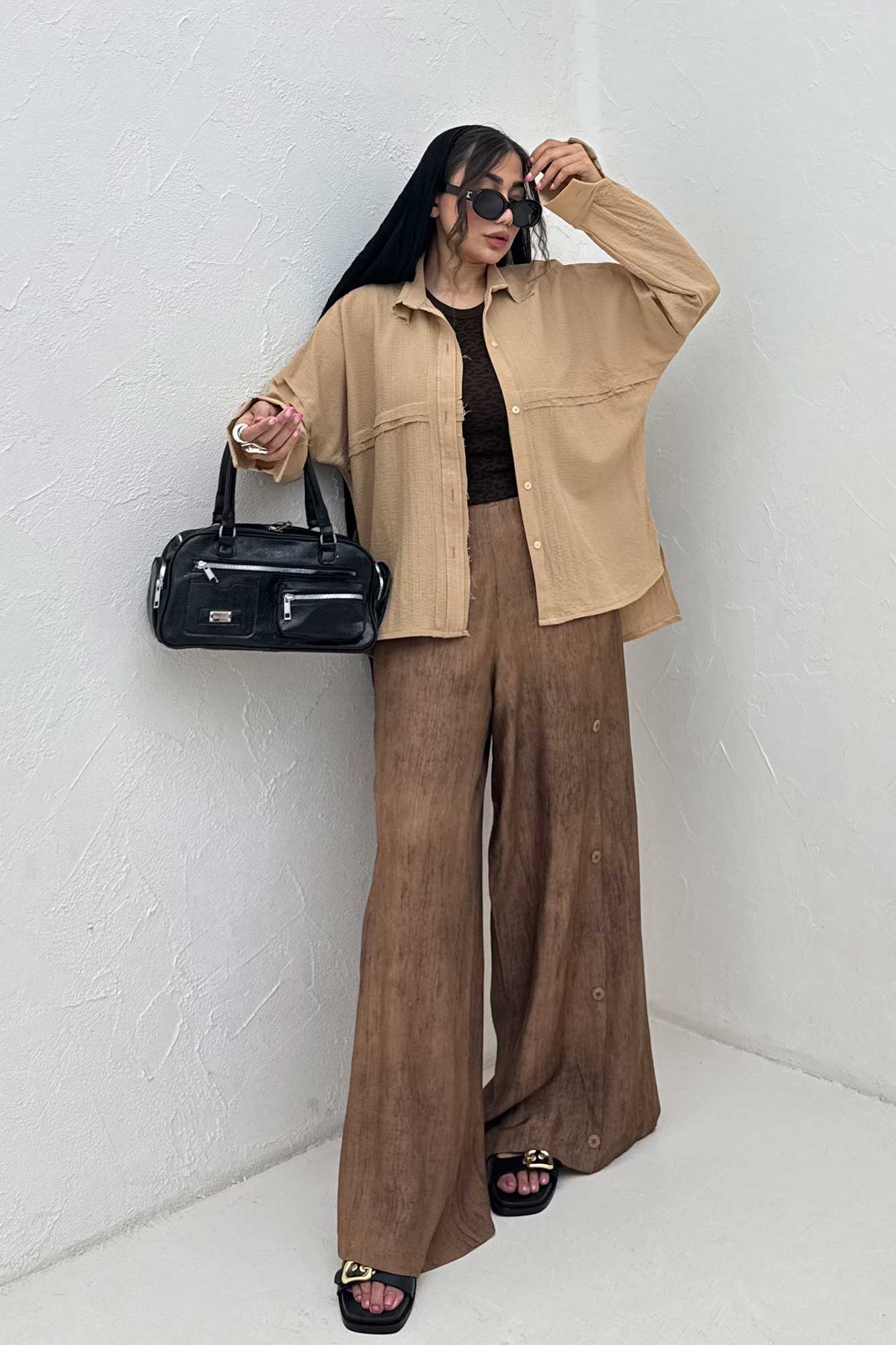 شومیز مانتویی پفکی لبه کات