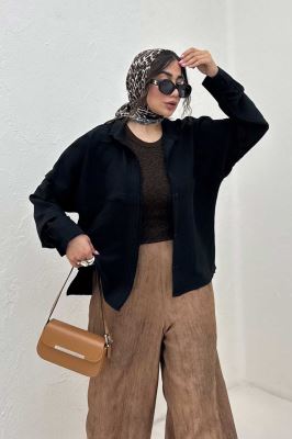 شومیز مانتویی پفکی لبه کات