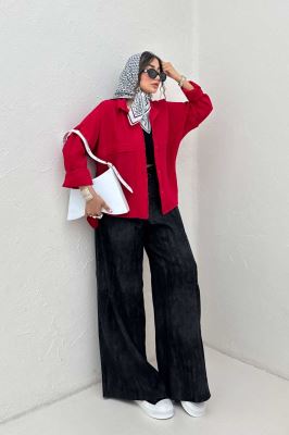 شومیز مانتویی پفکی لبه کات