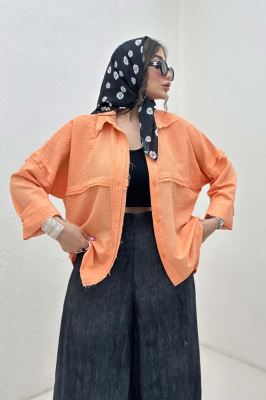 شومیز مانتویی پفکی لبه کات