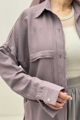 شومیز مانتویی پفکی لبه کات