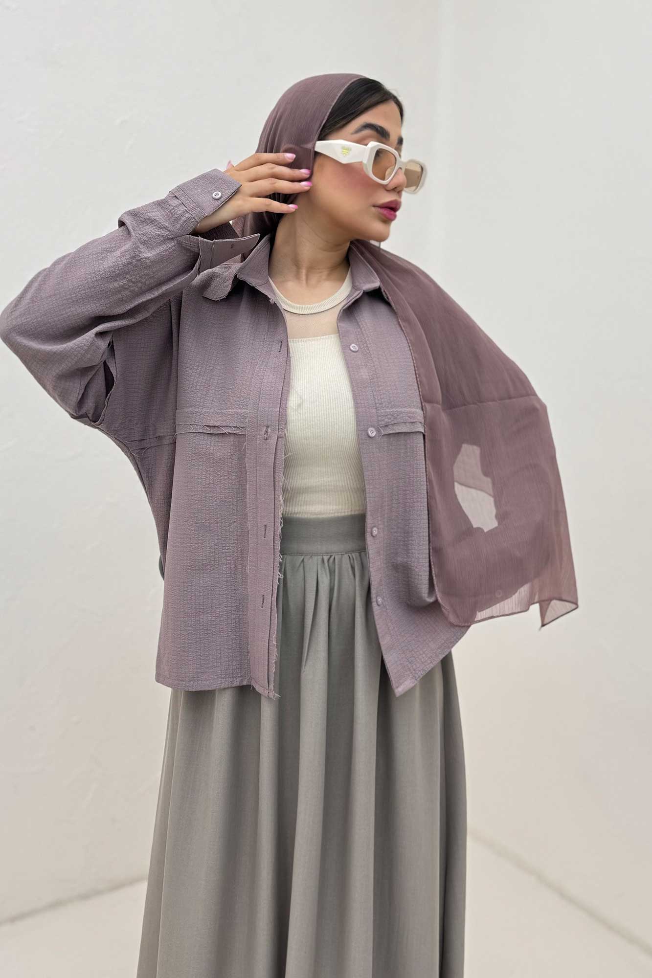 شومیز مانتویی پفکی لبه کات