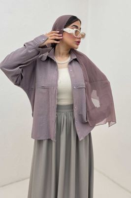 شومیز مانتویی پفکی لبه کات