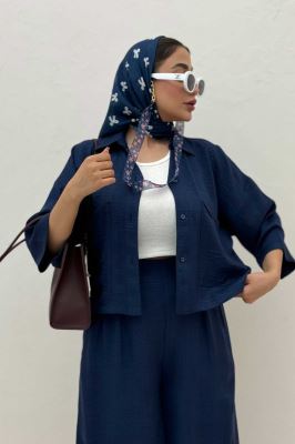 ست کت کراپ و شلوار شانتون آوریل