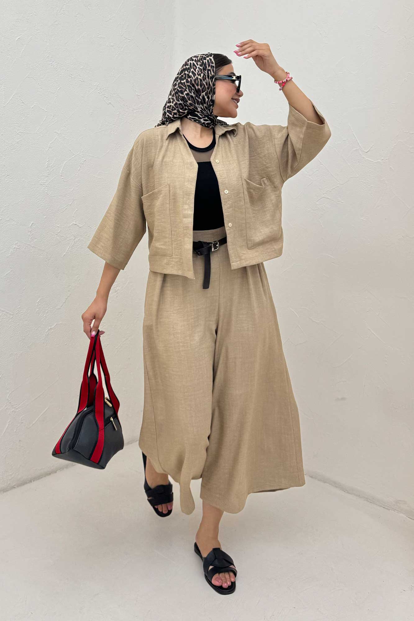 ست کت کراپ و شلوار شانتون آوریل