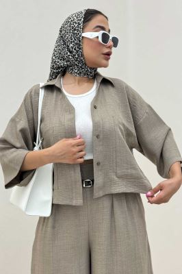 ست کت کراپ و شلوار شانتون آوریل