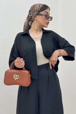 ست کت کراپ و شلوار شانتون آوریل