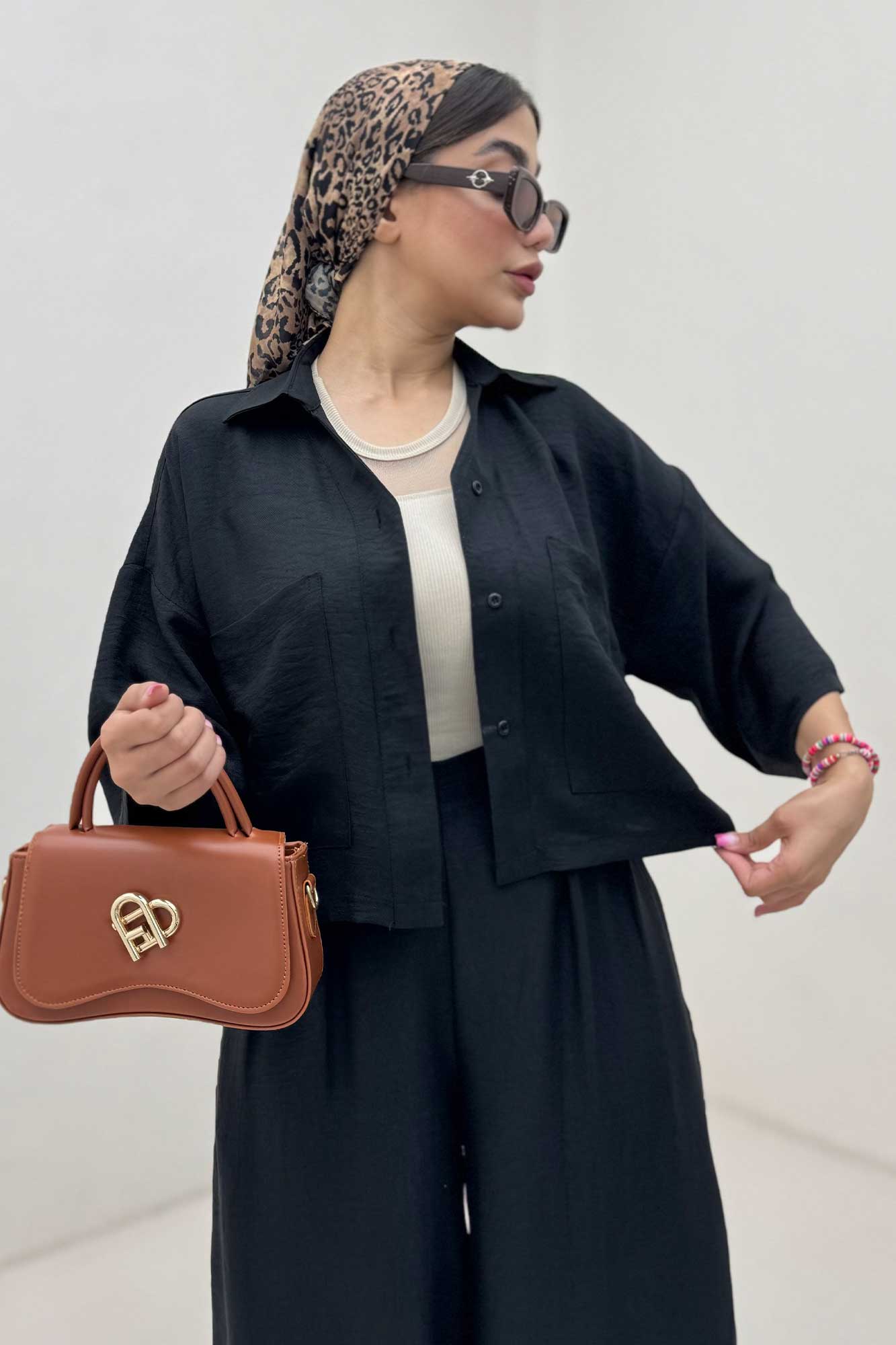 ست کت کراپ و شلوار شانتون آوریل