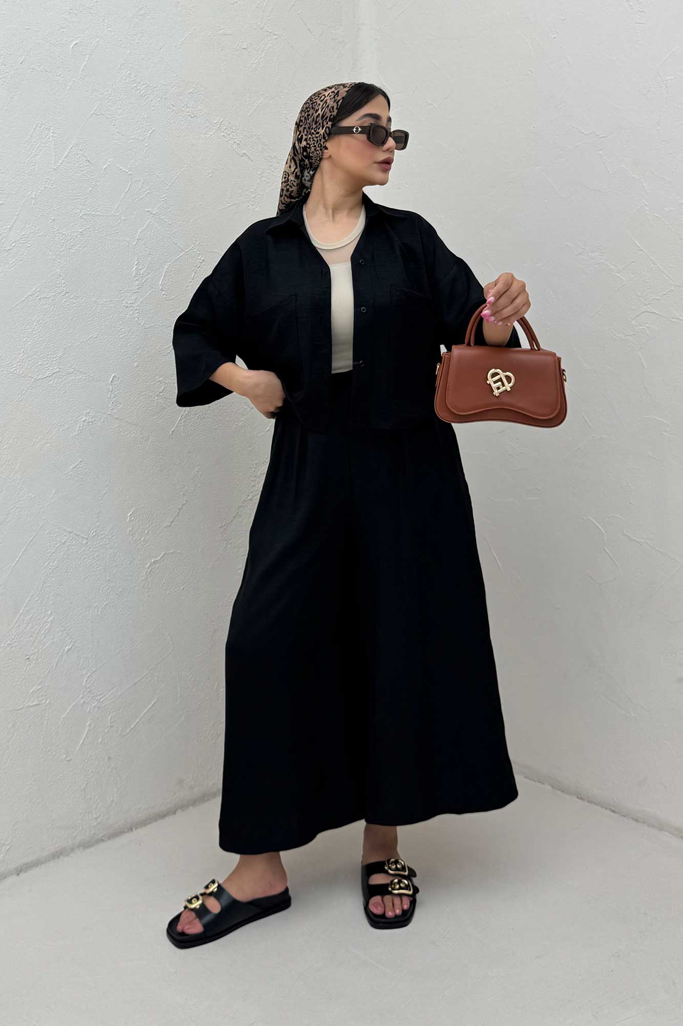 ست کت کراپ و شلوار شانتون آوریل