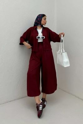 ست کت کراپ و شلوار شانتون آوریل