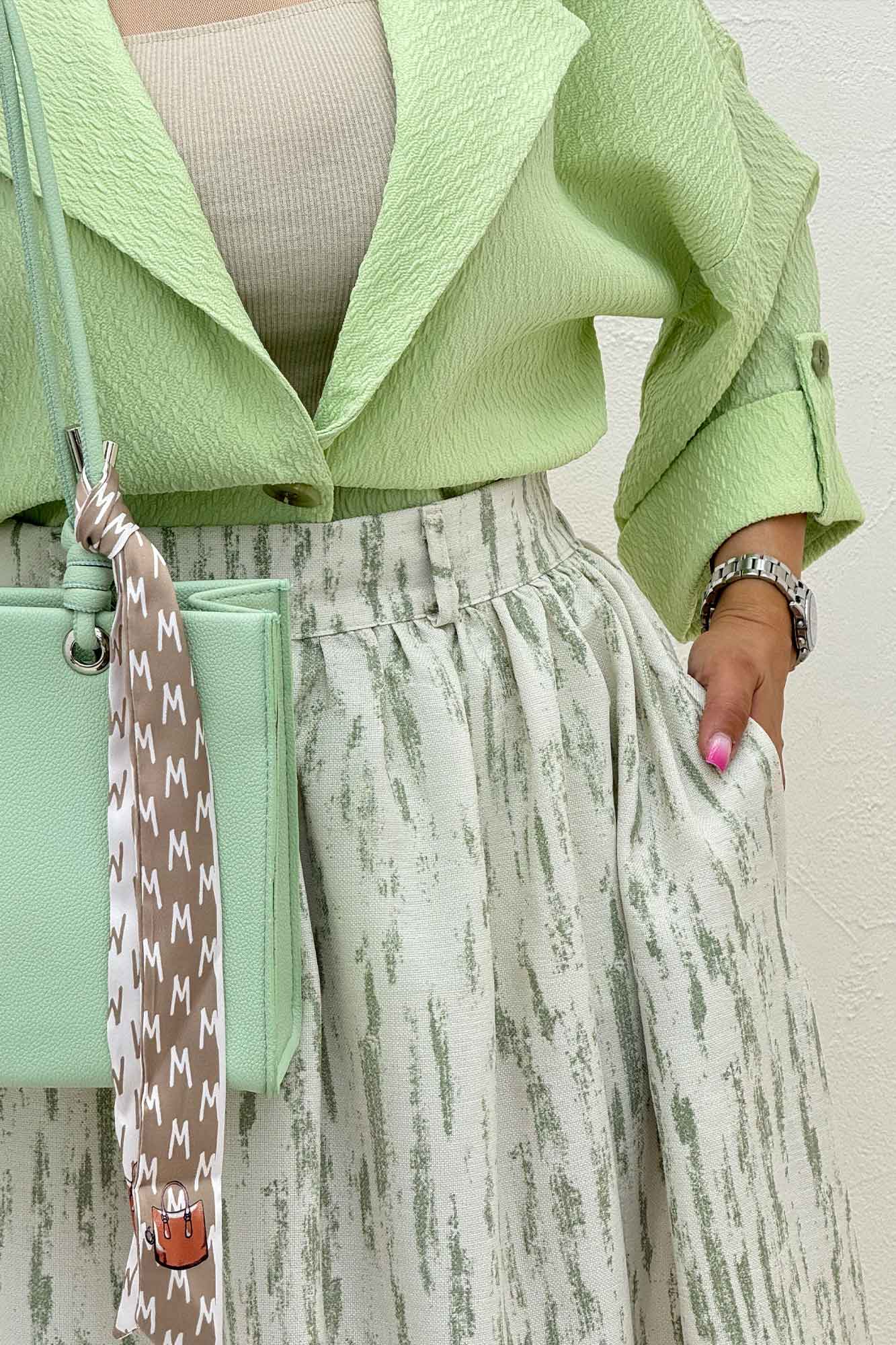 دامن بلند کمر پلدار پرینتی کد5