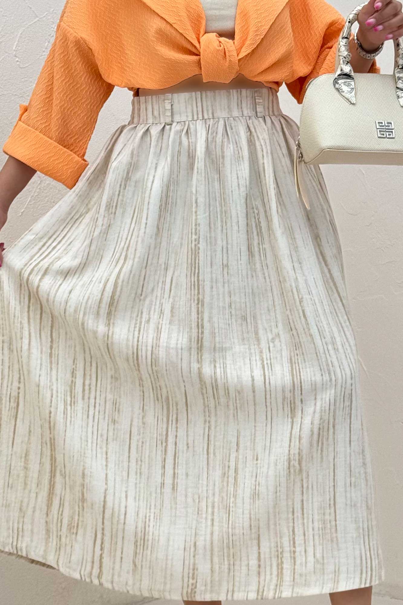 دامن بلند کمر پلدار پرینتی کد6