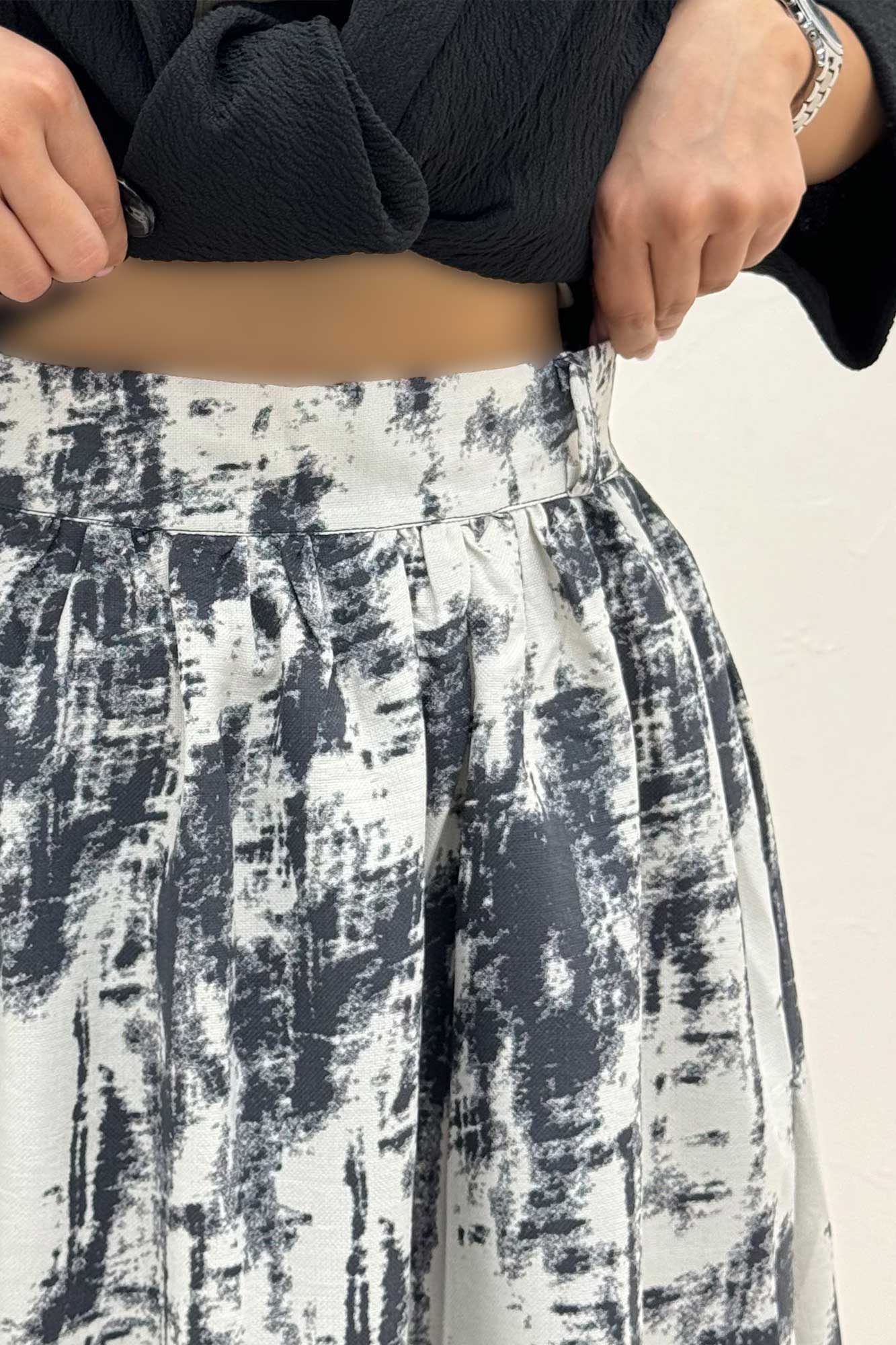 دامن بلند کمر پلدار پرینتی کد3