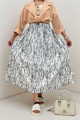 دامن بلند کمر پلدار پرینتی کد5