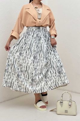 دامن بلند کمر پلدار پرینتی کد5