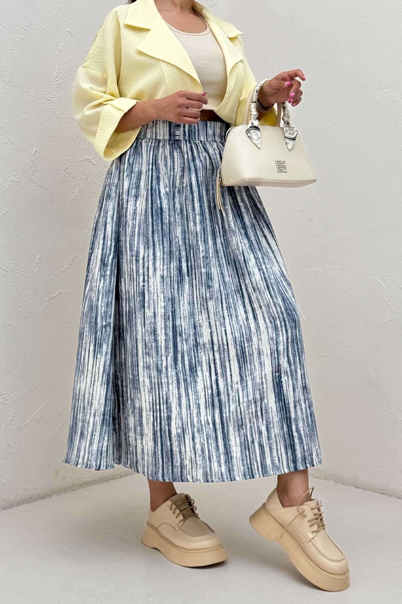 دامن بلند کمر پلدار پرینتی کد6