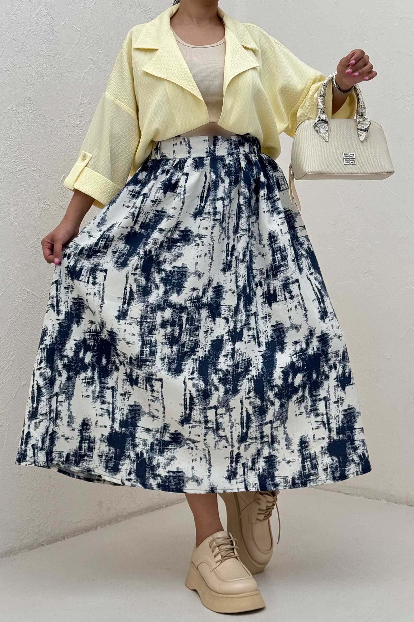 دامن بلند کمر پلدار پرینتی کد3