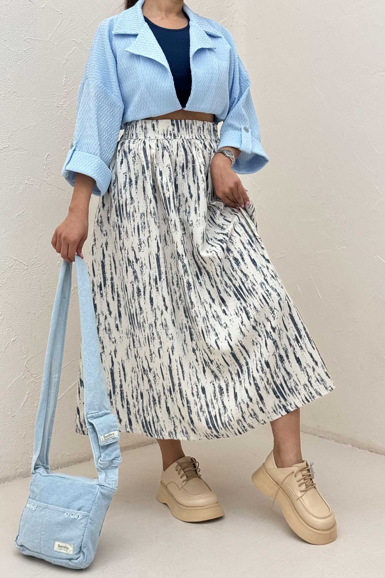 دامن بلند کمر پلدار پرینتی کد5