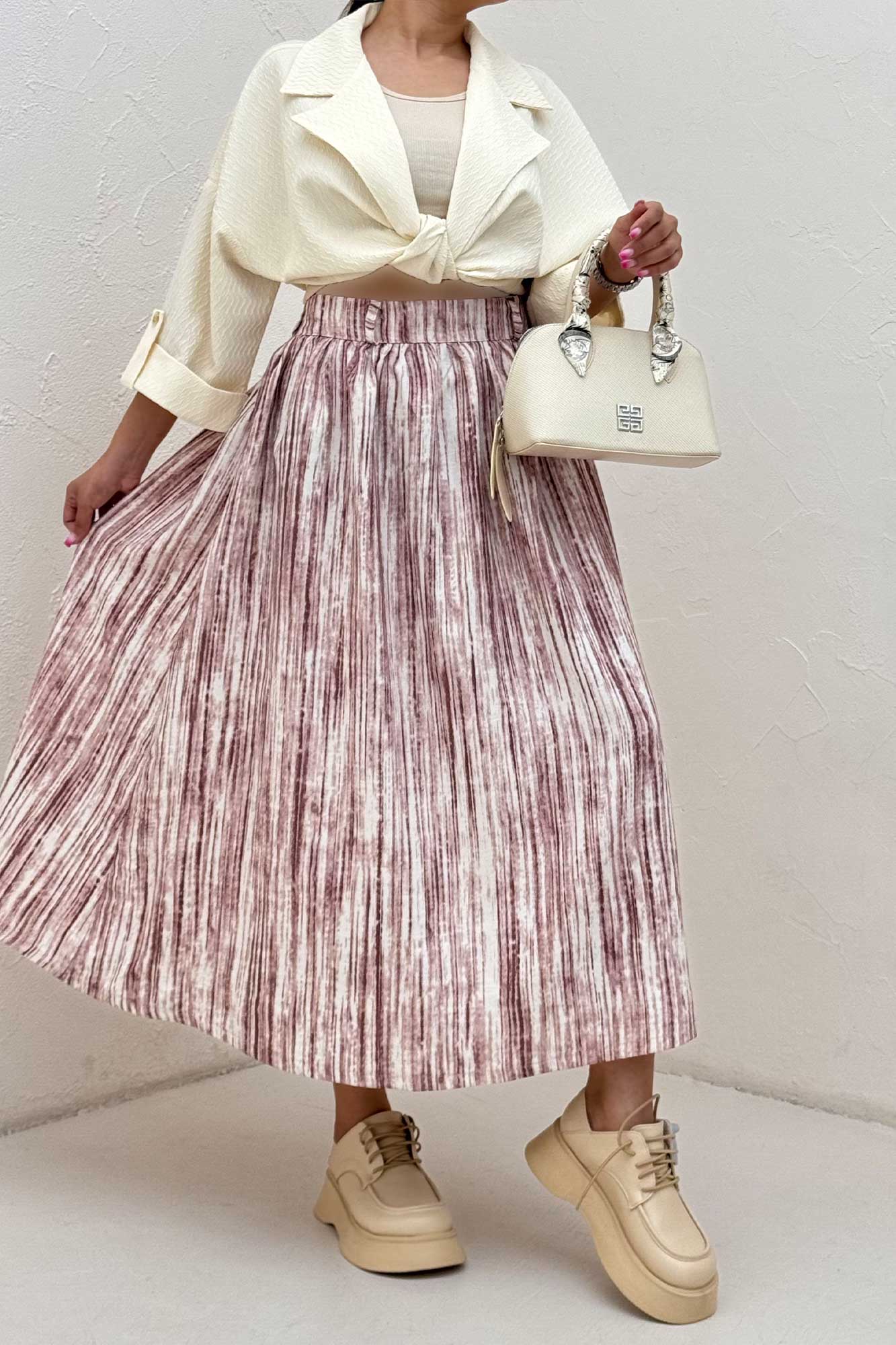 دامن بلند کمر پلدار پرینتی کد6