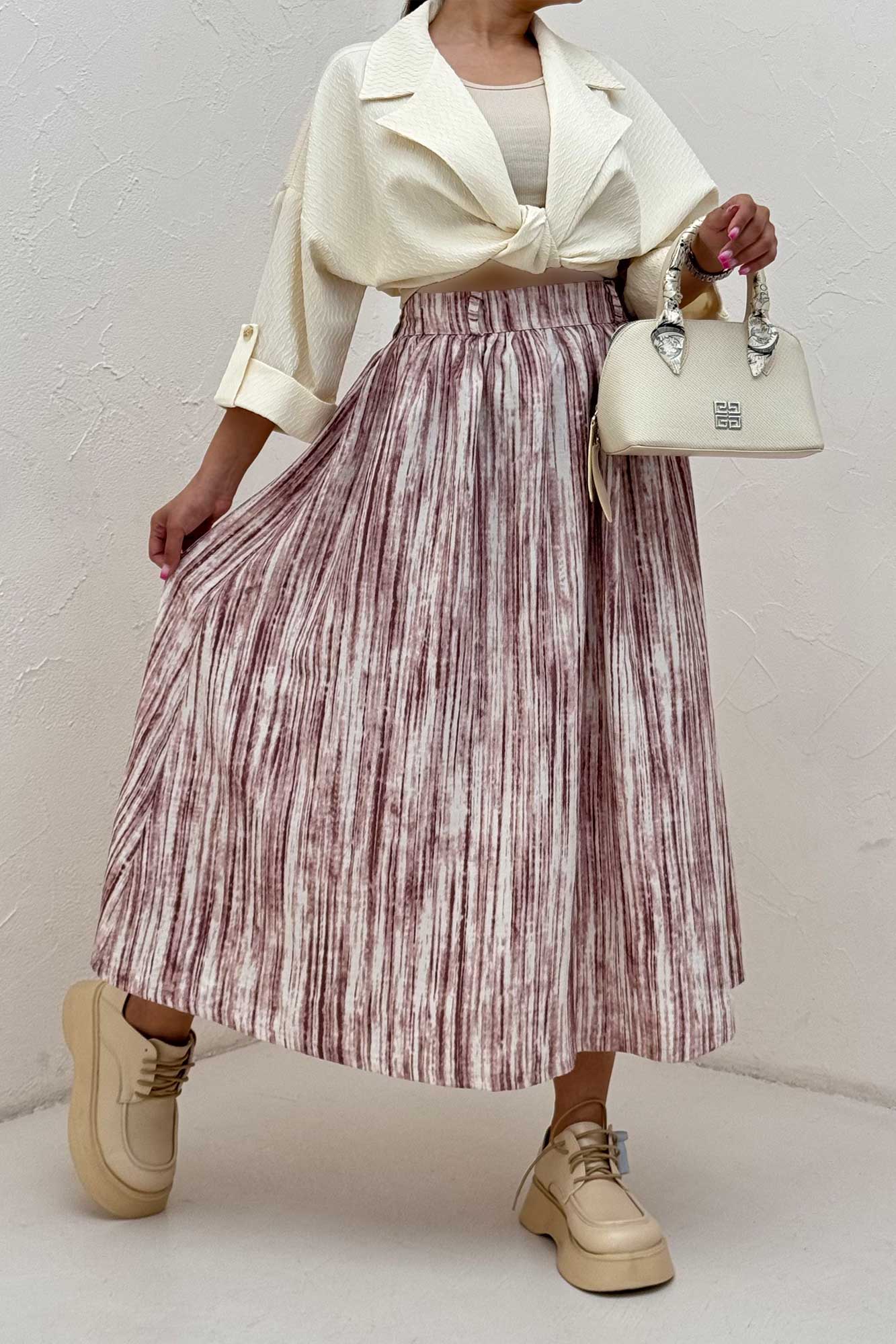 دامن بلند کمر پلدار پرینتی کد6