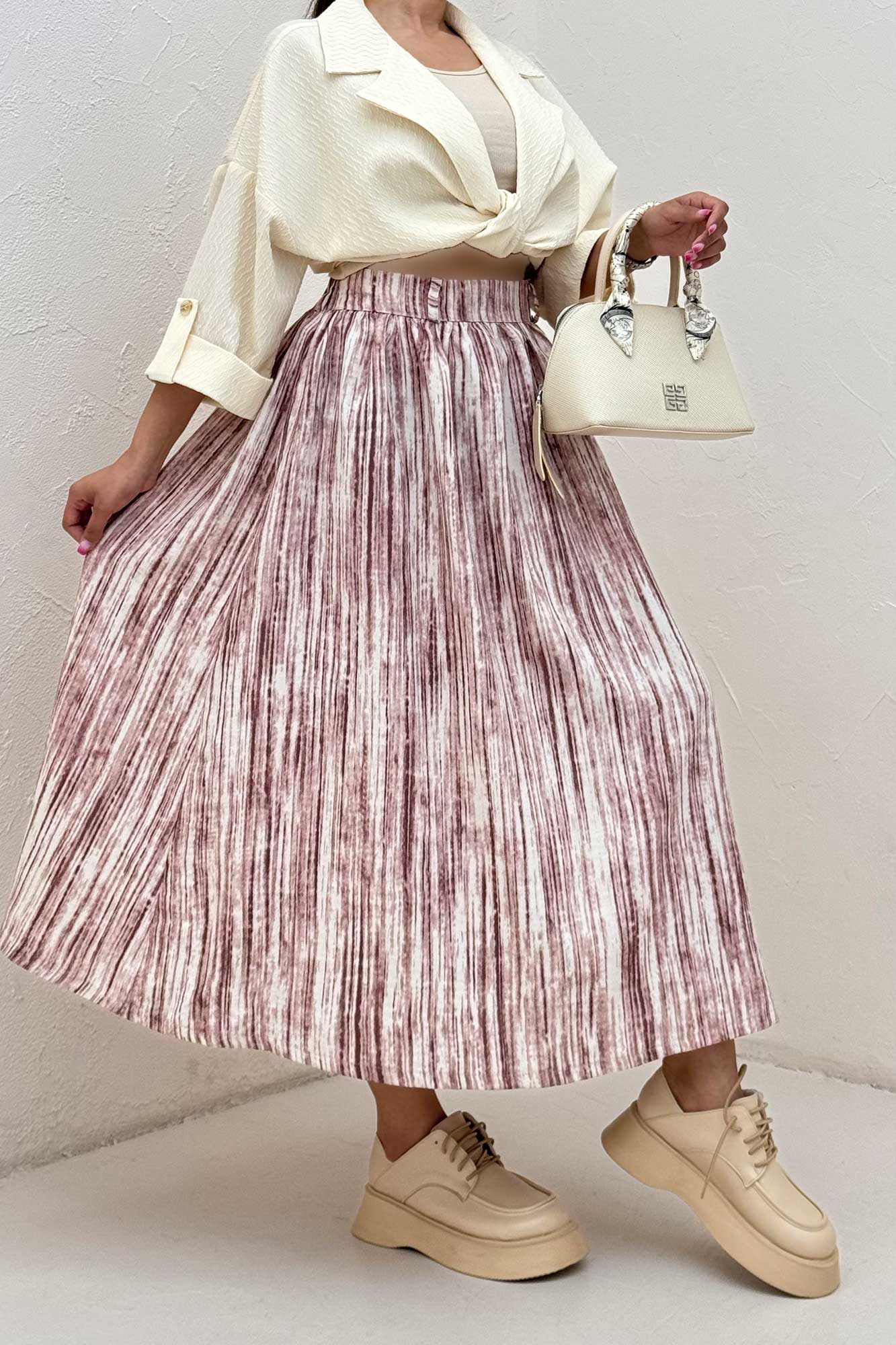 دامن بلند کمر پلدار پرینتی کد6