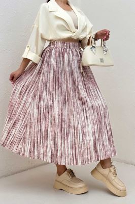 دامن بلند کمر پلدار پرینتی کد6